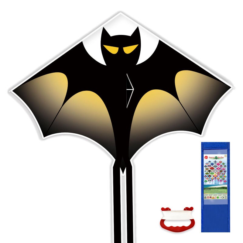Hymaz Kites for Kids Age 4-8 8-12, Large Balck Kite for Boys Adults, Easy to Fly & Assemble Kites for Beginners with 328ft Kite String and Handle, Perfect for Outdoor Park Activities Beach Games - Image 1
